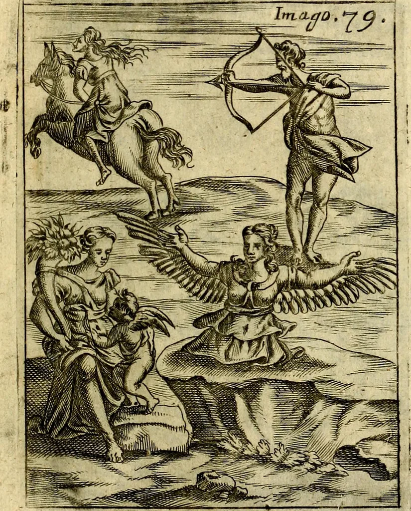 An illustration from Theatrum ethnico idololatrieum politico historicum, ethnicorum idololatrias, simulacra, templa, sacrificia & deos, illorum origines, ritus & caeremonias, quae in perficiendis sacris, fuerunt observata, quidque illis indicare voluerint, representans, 1699, leaf 408