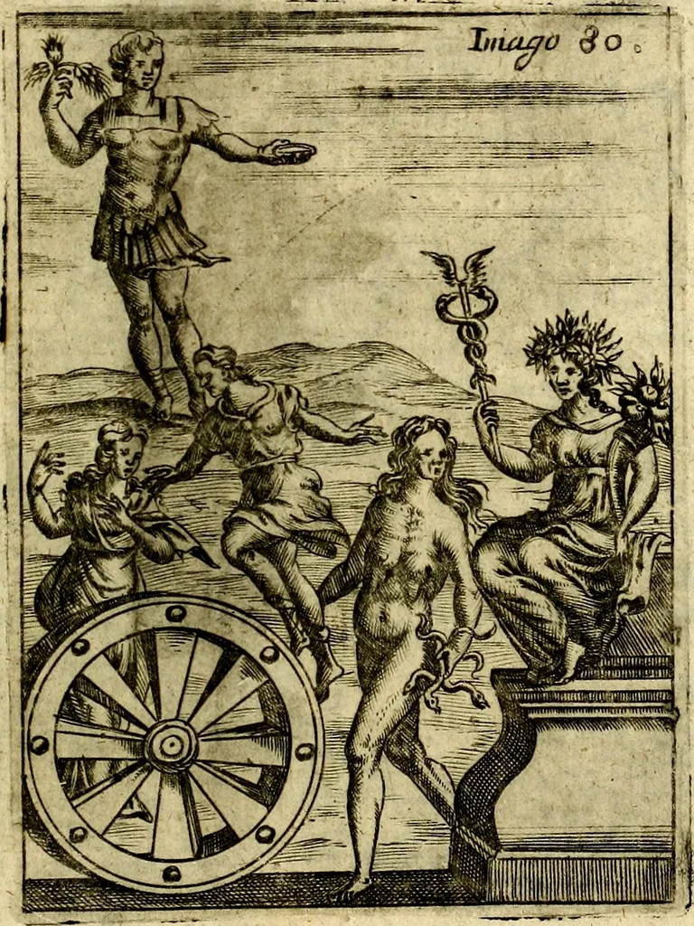 An illustration from Theatrum ethnico idololatrieum politico historicum, ethnicorum idololatrias, simulacra, templa, sacrificia & deos, illorum origines, ritus & caeremonias, quae in perficiendis sacris, fuerunt observata, quidque illis indicare voluerint, representans, 1699, leaf 410
