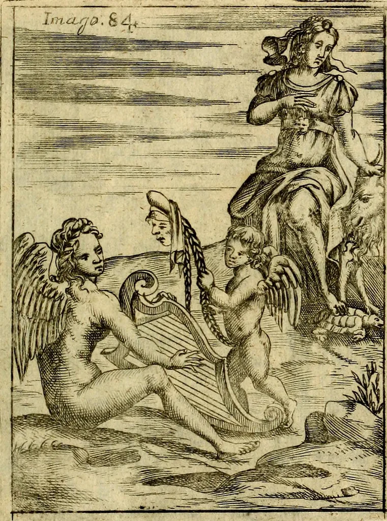An illustration from Theatrum ethnico idololatrieum politico historicum, ethnicorum idololatrias, simulacra, templa, sacrificia & deos, illorum origines, ritus & caeremonias, quae in perficiendis sacris, fuerunt observata, quidque illis indicare voluerint, representans, 1699, leaf 416