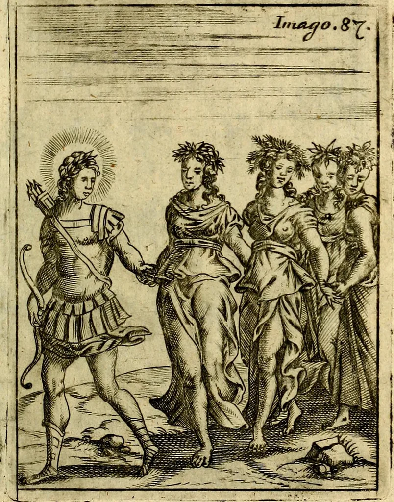 An illustration from Theatrum ethnico idololatrieum politico historicum, ethnicorum idololatrias, simulacra, templa, sacrificia & deos, illorum origines, ritus & caeremonias, quae in perficiendis sacris, fuerunt observata, quidque illis indicare voluerint, representans, 1699, leaf 422