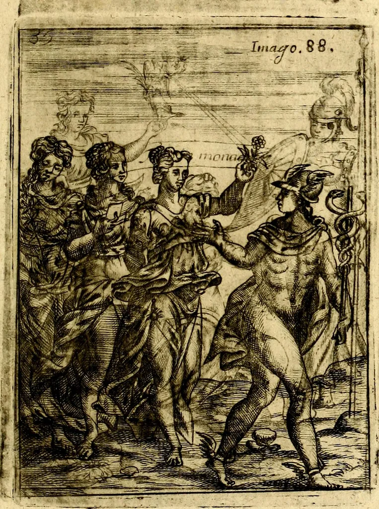 An illustration from Theatrum ethnico idololatrieum politico historicum, ethnicorum idololatrias, simulacra, templa, sacrificia & deos, illorum origines, ritus & caeremonias, quae in perficiendis sacris, fuerunt observata, quidque illis indicare voluerint, representans, 1699, leaf 424