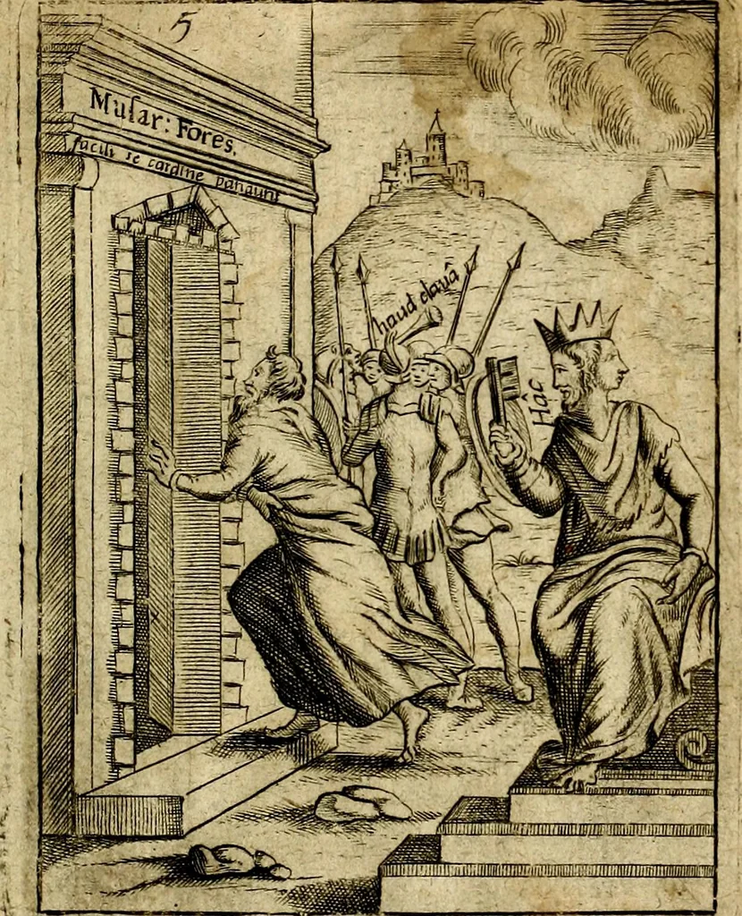 An illustration from Theatrum ethnico idololatrieum politico historicum, ethnicorum idololatrias, simulacra, templa, sacrificia & deos, illorum origines, ritus & caeremonias, quae in perficiendis sacris, fuerunt observata, quidque illis indicare voluerint, representans, 1699, leaf 256