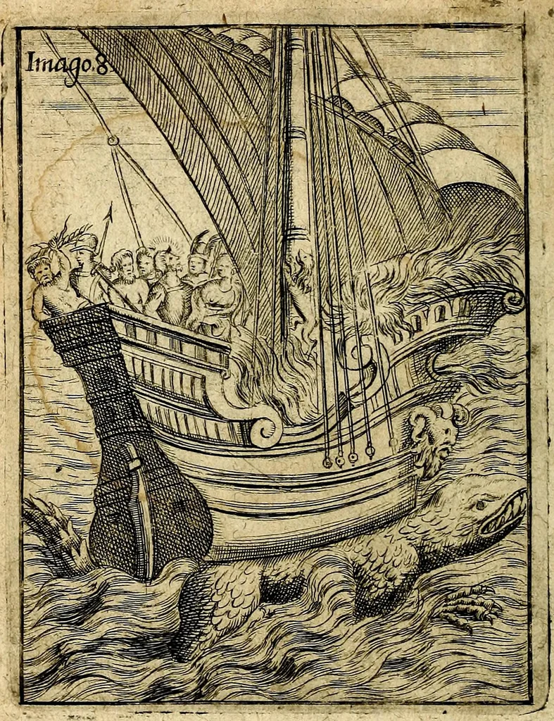 An illustration from Theatrum ethnico idololatrieum politico historicum, ethnicorum idololatrias, simulacra, templa, sacrificia & deos, illorum origines, ritus & caeremonias, quae in perficiendis sacris, fuerunt observata, quidque illis indicare voluerint, representans, 1699, leaf 259