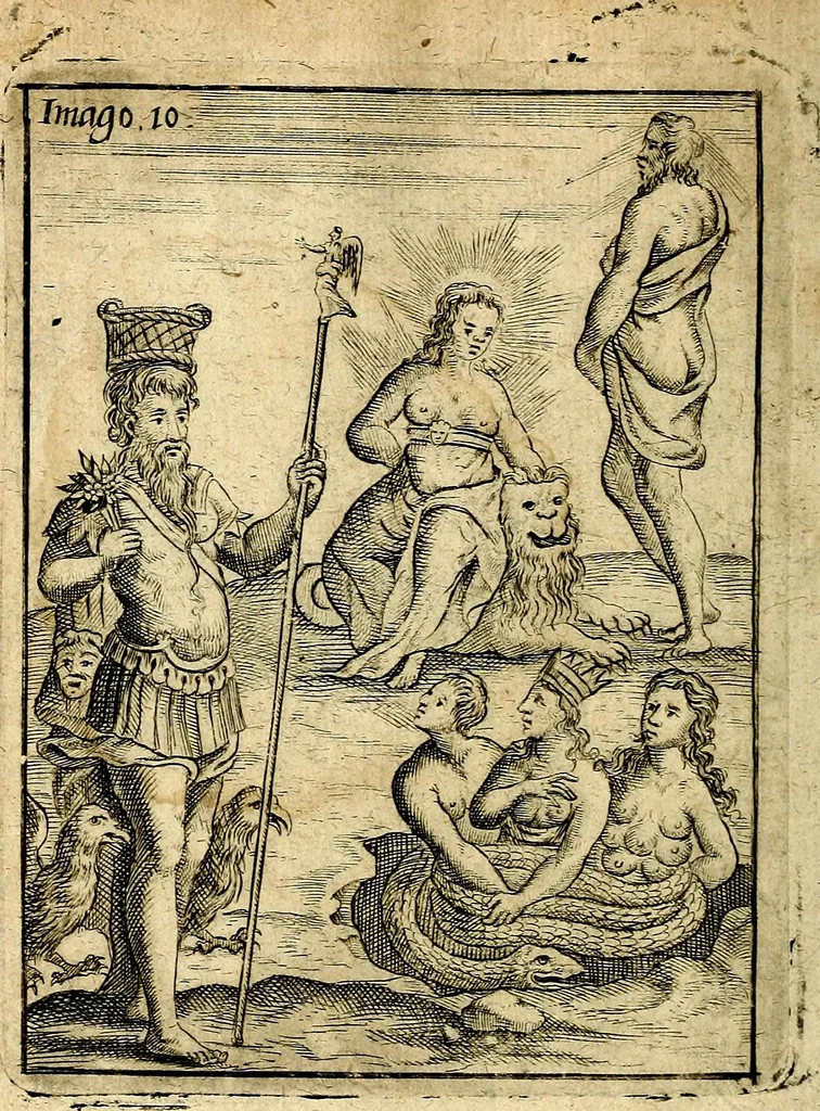 An illustration from Theatrum ethnico idololatrieum politico historicum, ethnicorum idololatrias, simulacra, templa, sacrificia & deos, illorum origines, ritus & caeremonias, quae in perficiendis sacris, fuerunt observata, quidque illis indicare voluerint, representans, 1699, leaf 261