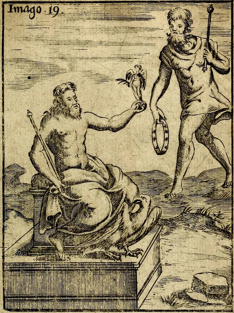 An illustration from Theatrum ethnico idololatrieum politico historicum, ethnicorum idololatrias, simulacra, templa, sacrificia & deos, illorum origines, ritus & caeremonias, quae in perficiendis sacris, fuerunt observata, quidque illis indicare voluerint, representans, 1699, leaf 272