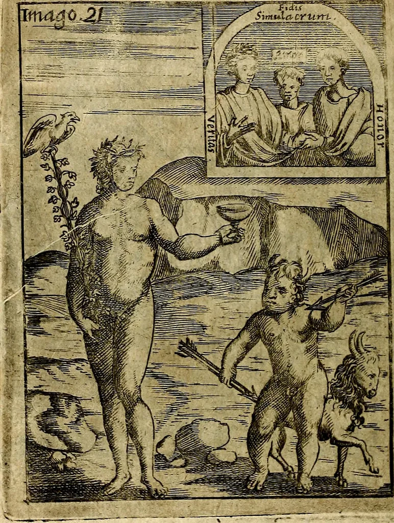 An illustration from Theatrum ethnico idololatrieum politico historicum, ethnicorum idololatrias, simulacra, templa, sacrificia & deos, illorum origines, ritus & caeremonias, quae in perficiendis sacris, fuerunt observata, quidque illis indicare voluerint, representans, 1699, leaf 275