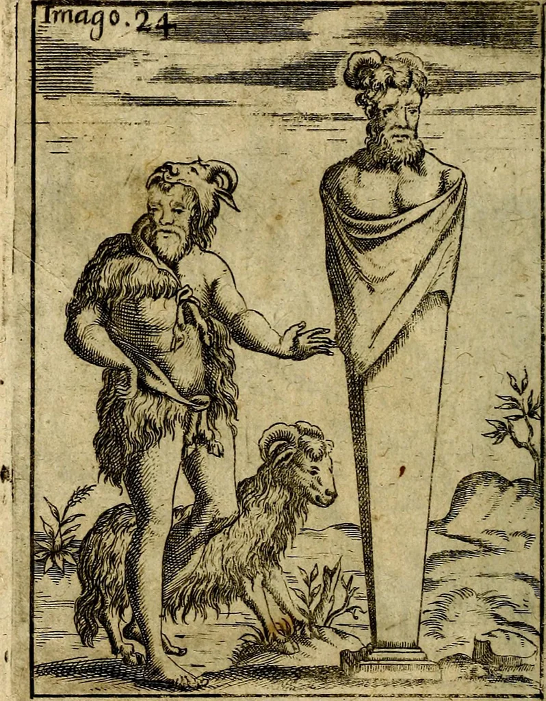 An illustration from Theatrum ethnico idololatrieum politico historicum, ethnicorum idololatrias, simulacra, templa, sacrificia & deos, illorum origines, ritus & caeremonias, quae in perficiendis sacris, fuerunt observata, quidque illis indicare voluerint, representans, 1699, leaf 279
