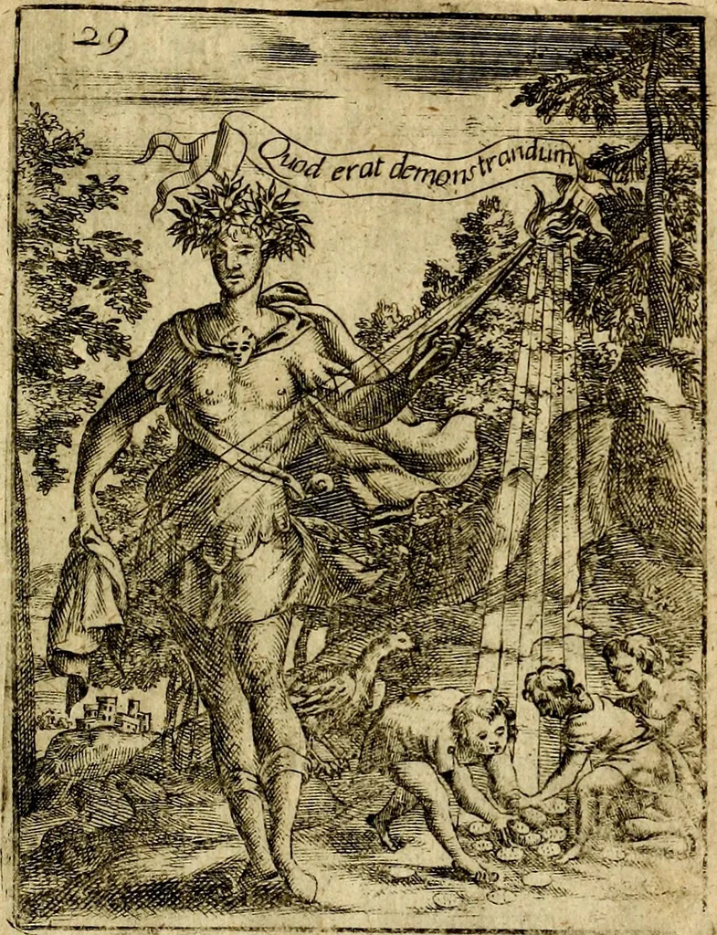 An illustration from Theatrum ethnico idololatrieum politico historicum, ethnicorum idololatrias, simulacra, templa, sacrificia & deos, illorum origines, ritus & caeremonias, quae in perficiendis sacris, fuerunt observata, quidque illis indicare voluerint, representans, 1699, leaf 284