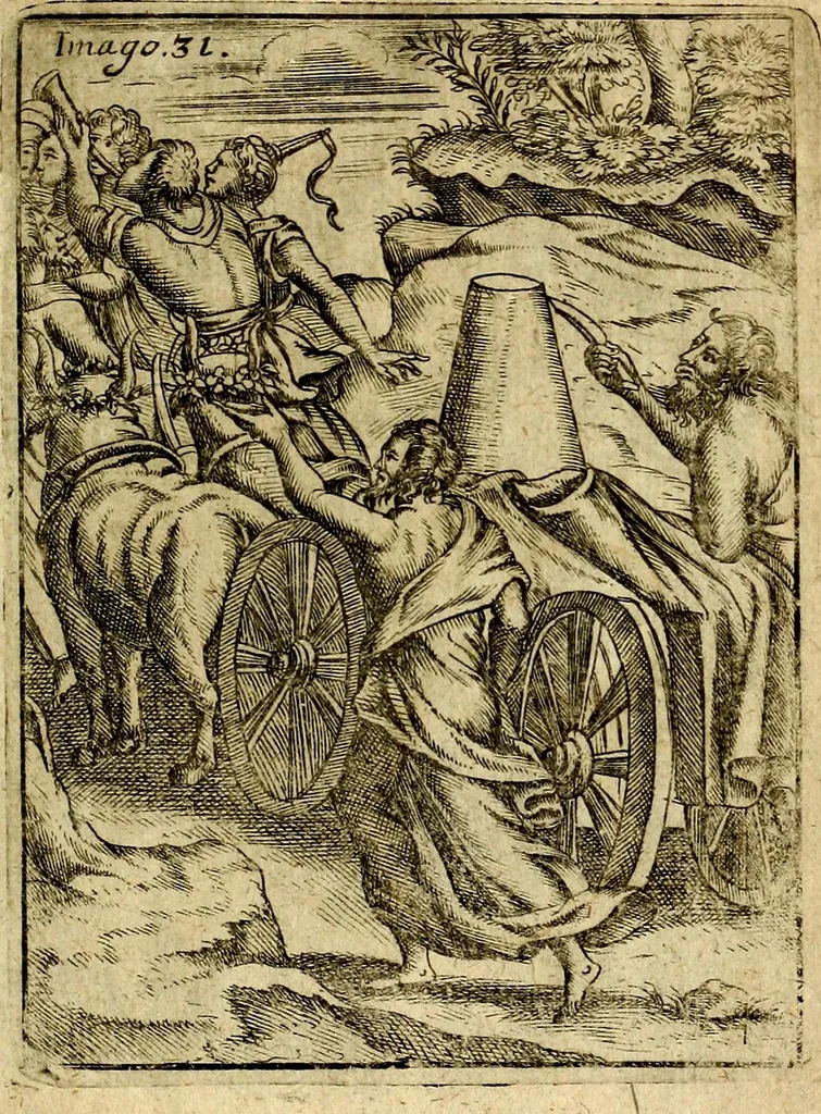 An illustration from Theatrum ethnico idololatrieum politico historicum, ethnicorum idololatrias, simulacra, templa, sacrificia & deos, illorum origines, ritus & caeremonias, quae in perficiendis sacris, fuerunt observata, quidque illis indicare voluerint, representans, 1699, leaf 286