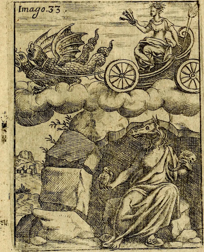 An illustration from Theatrum ethnico idololatrieum politico historicum, ethnicorum idololatrias, simulacra, templa, sacrificia & deos, illorum origines, ritus & caeremonias, quae in perficiendis sacris, fuerunt observata, quidque illis indicare voluerint, representans, 1699, leaf 288