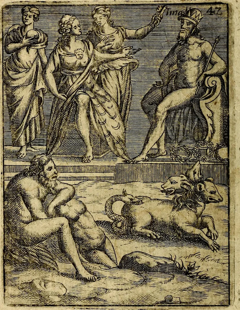 An illustration from Theatrum ethnico idololatrieum politico historicum, ethnicorum idololatrias, simulacra, templa, sacrificia & deos, illorum origines, ritus & caeremonias, quae in perficiendis sacris, fuerunt observata, quidque illis indicare voluerint, representans, 1699, leaf 293