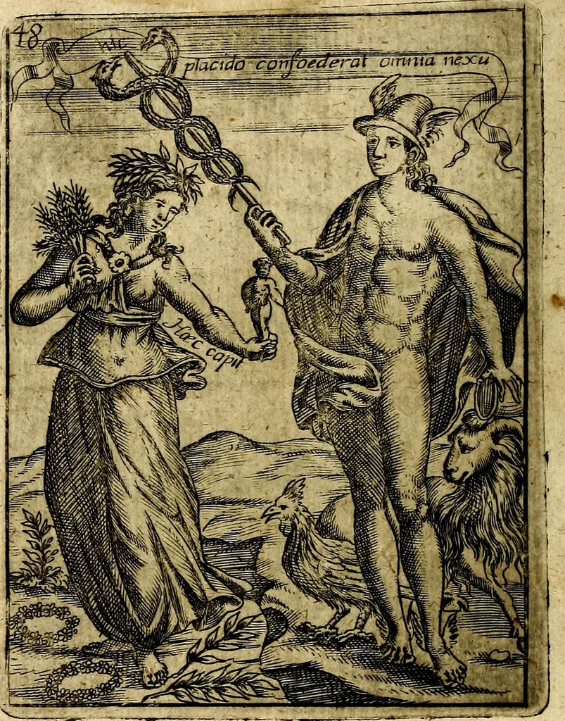 An illustration from Theatrum ethnico idololatrieum politico historicum, ethnicorum idololatrias, simulacra, templa, sacrificia & deos, illorum origines, ritus & caeremonias, quae in perficiendis sacris, fuerunt observata, quidque illis indicare voluerint, representans, 1699, leaf 299