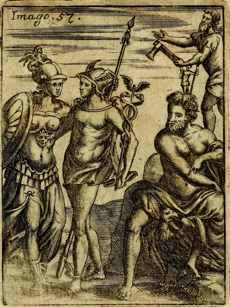 An illustration from Theatrum ethnico idololatrieum politico historicum, ethnicorum idololatrias, simulacra, templa, sacrificia & deos, illorum origines, ritus & caeremonias, quae in perficiendis sacris, fuerunt observata, quidque illis indicare voluerint, representans, 1699, leaf 308