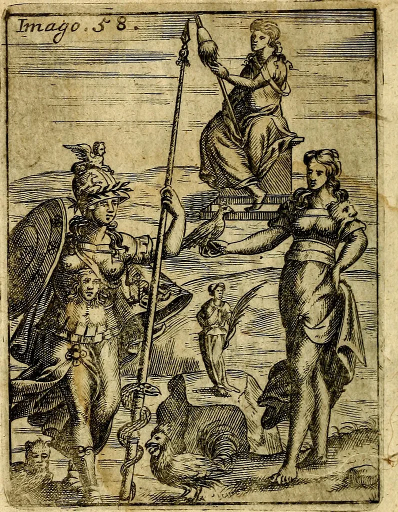 An illustration from Theatrum ethnico idololatrieum politico historicum, ethnicorum idololatrias, simulacra, templa, sacrificia & deos, illorum origines, ritus & caeremonias, quae in perficiendis sacris, fuerunt observata, quidque illis indicare voluerint, representans, 1699, leaf 309