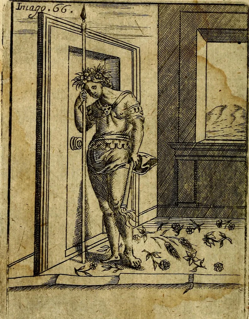 An illustration from Theatrum ethnico idololatrieum politico historicum, ethnicorum idololatrias, simulacra, templa, sacrificia & deos, illorum origines, ritus & caeremonias, quae in perficiendis sacris, fuerunt observata, quidque illis indicare voluerint, representans, 1699, leaf 319