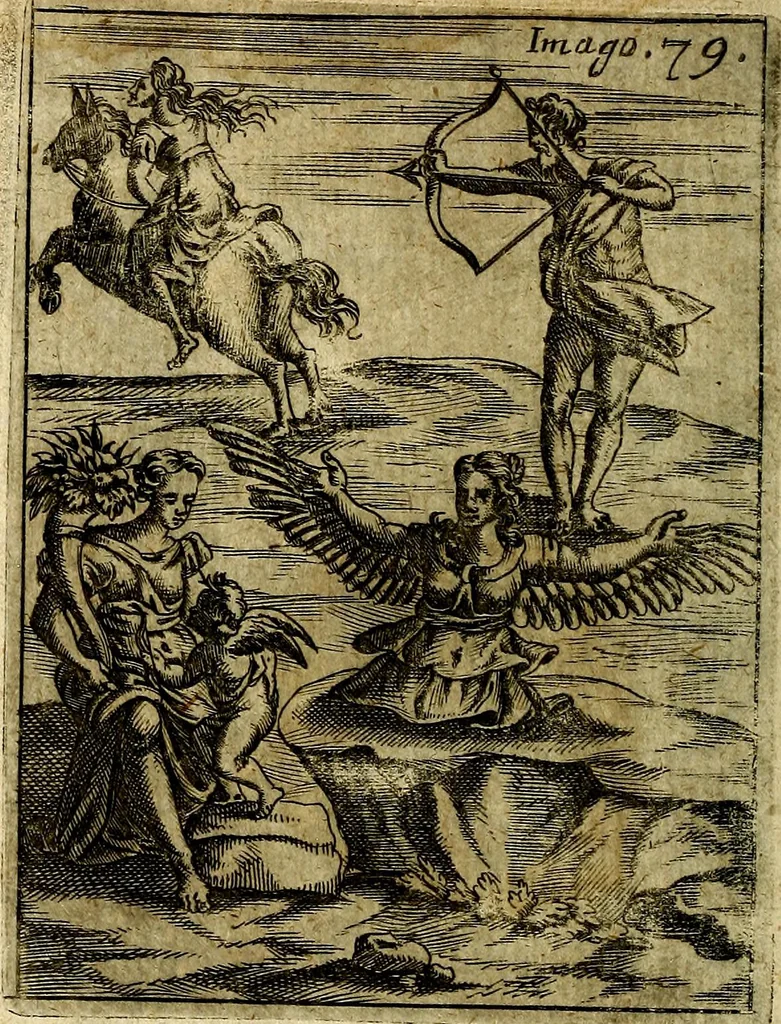 An illustration from Theatrum ethnico idololatrieum politico historicum, ethnicorum idololatrias, simulacra, templa, sacrificia & deos, illorum origines, ritus & caeremonias, quae in perficiendis sacris, fuerunt observata, quidque illis indicare voluerint, representans, 1699, leaf 337