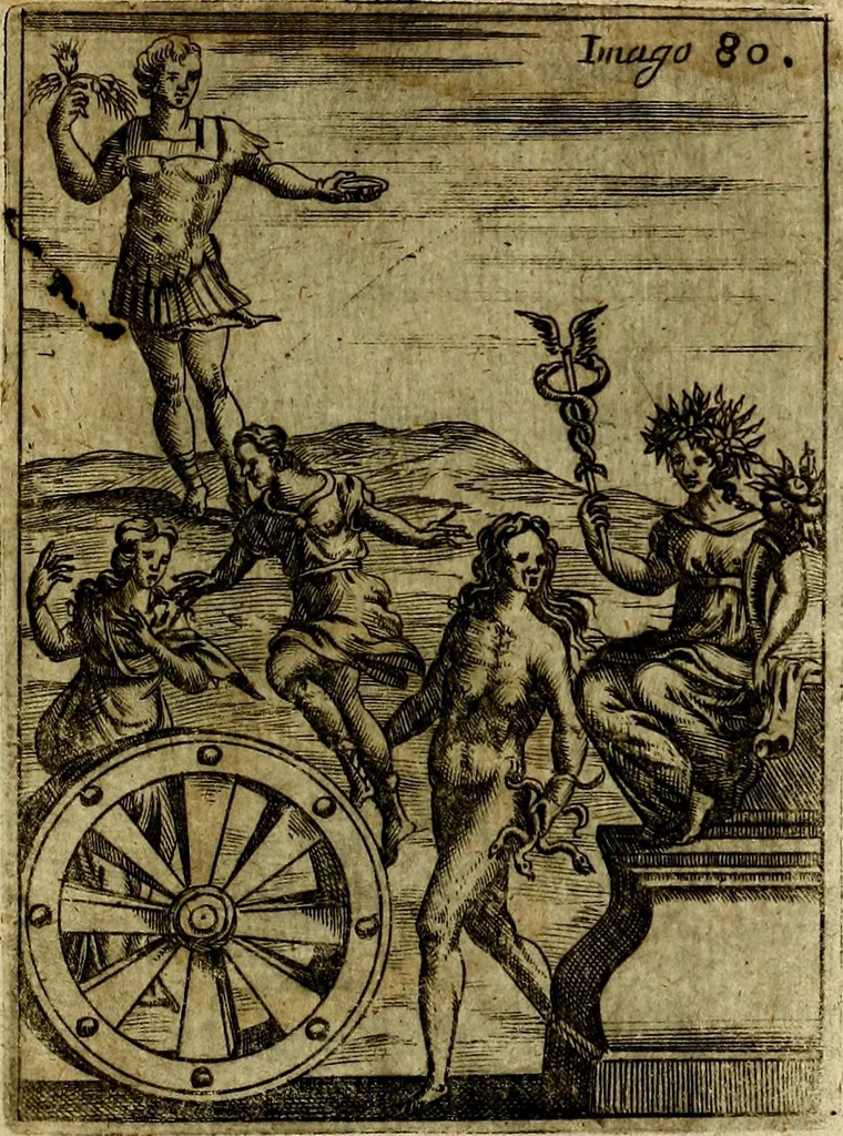 An illustration from Theatrum ethnico idololatrieum politico historicum, ethnicorum idololatrias, simulacra, templa, sacrificia & deos, illorum origines, ritus & caeremonias, quae in perficiendis sacris, fuerunt observata, quidque illis indicare voluerint, representans, 1699, leaf 338