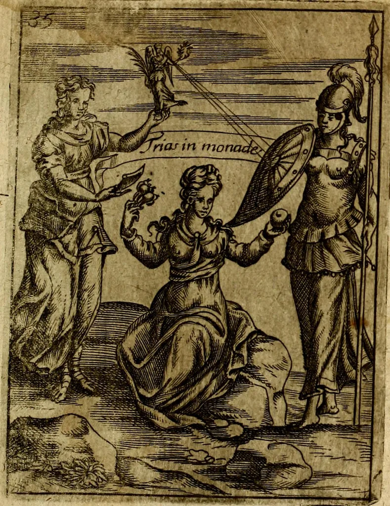 An illustration from Theatrum ethnico idololatrieum politico historicum, ethnicorum idololatrias, simulacra, templa, sacrificia & deos, illorum origines, ritus & caeremonias, quae in perficiendis sacris, fuerunt observata, quidque illis indicare voluerint, representans, 1699, leaf 342