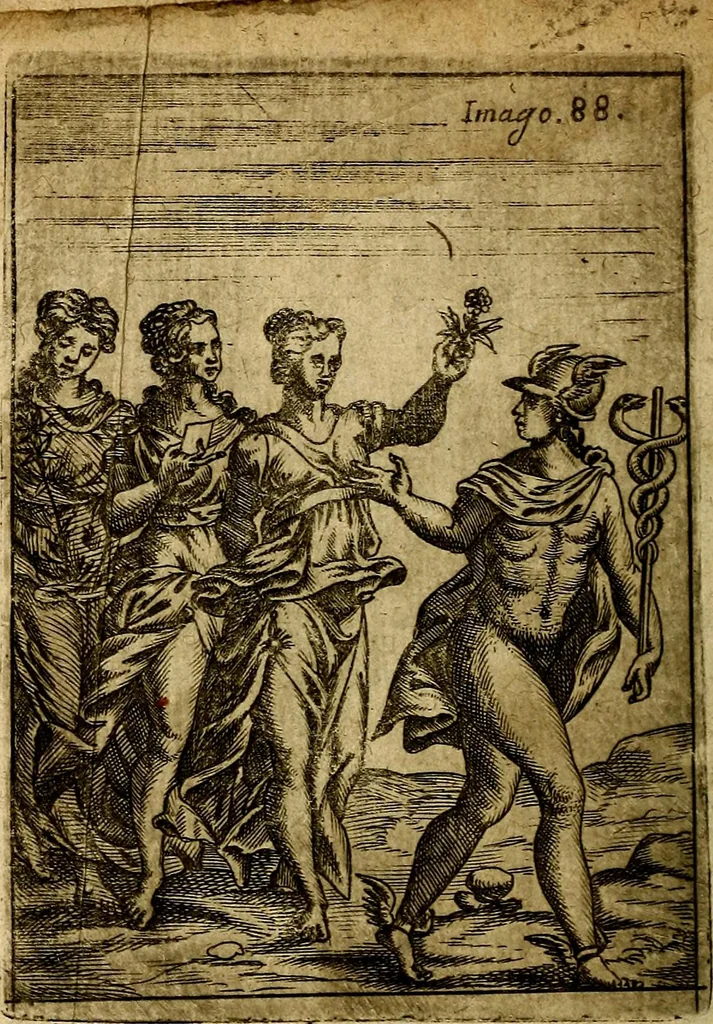 An illustration from Theatrum ethnico idololatrieum politico historicum, ethnicorum idololatrias, simulacra, templa, sacrificia & deos, illorum origines, ritus & caeremonias, quae in perficiendis sacris, fuerunt observata, quidque illis indicare voluerint, representans, 1699, leaf 345