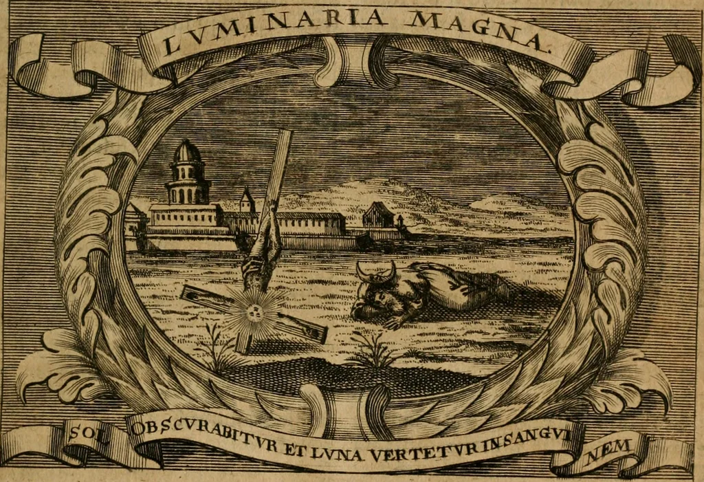 An illustration from Theatrum gloriae sanctorum, 1696, leaf 160
