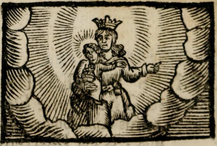 An illustration from Theatrum gloriae sanctorum, 1696, leaf 19