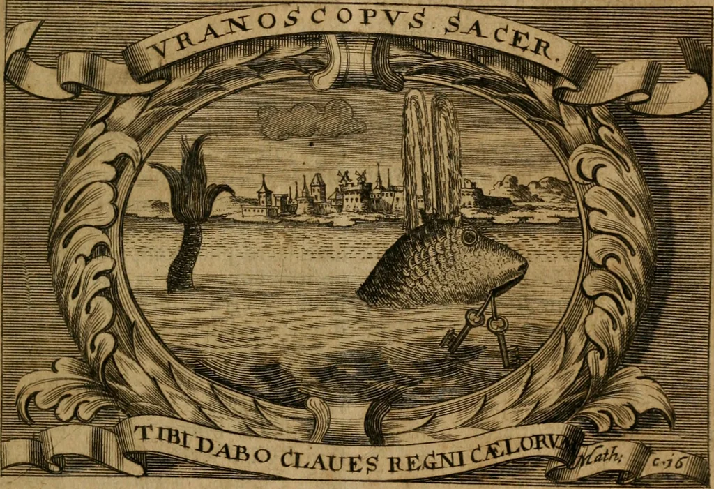 An illustration from Theatrum gloriae sanctorum, 1696, leaf 210