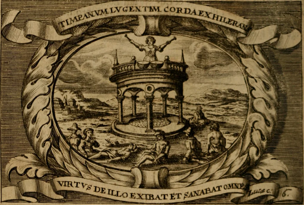 An illustration from Theatrum gloriae sanctorum, 1696, leaf 255