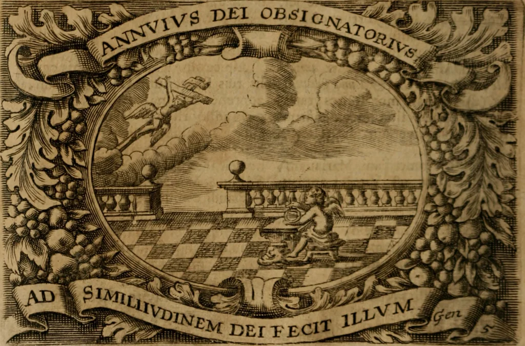 An illustration from Theatrum gloriae sanctorum, 1696, leaf 273