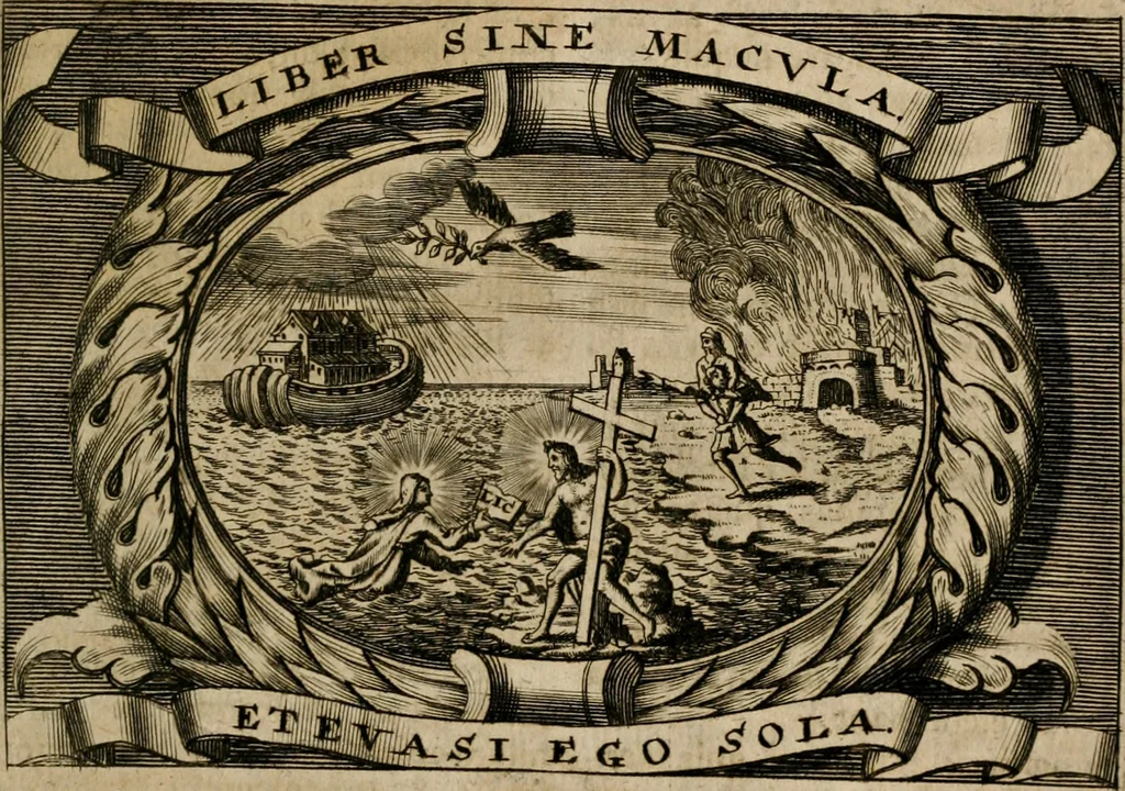 An illustration from Theatrum gloriae sanctorum, 1696, leaf 398