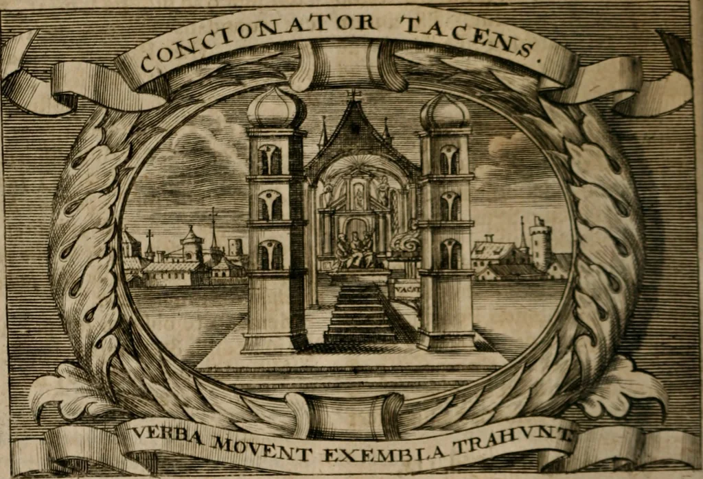 An illustration from Theatrum gloriae sanctorum, 1696, leaf 417
