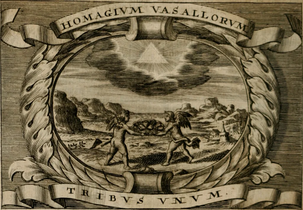An illustration from Theatrum gloriae sanctorum, 1696, leaf 475