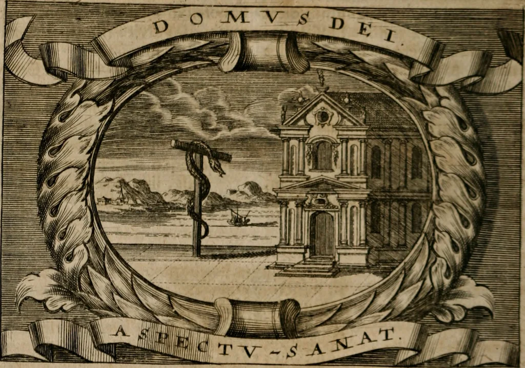 An illustration from Theatrum gloriae sanctorum, 1696, leaf 495
