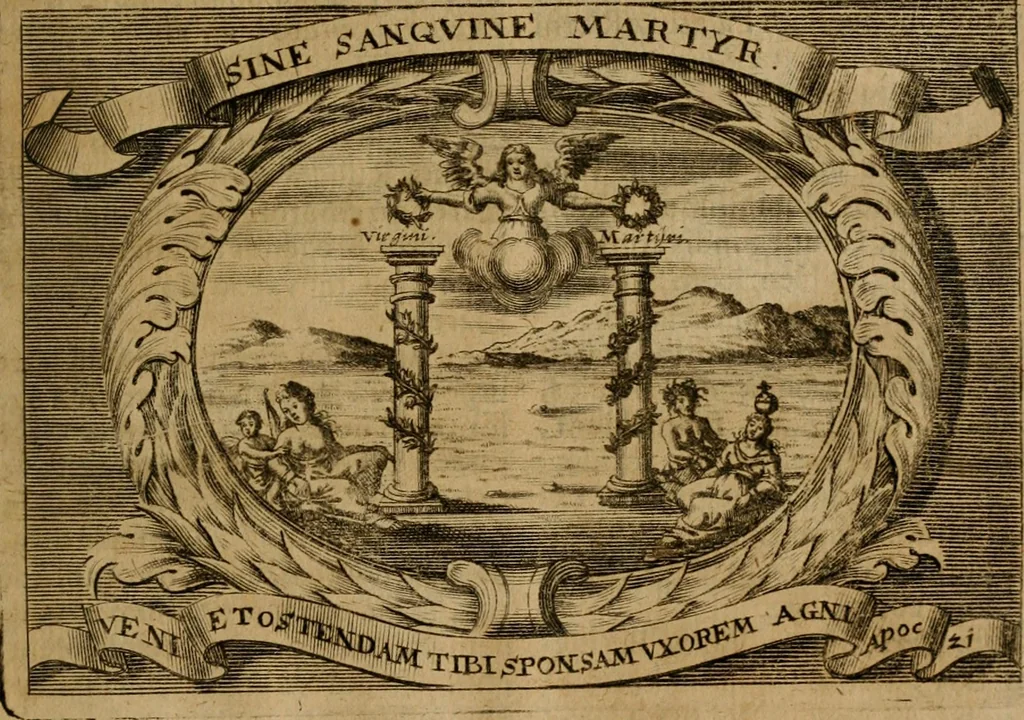 An illustration from Theatrum gloriae sanctorum, 1696, leaf 78