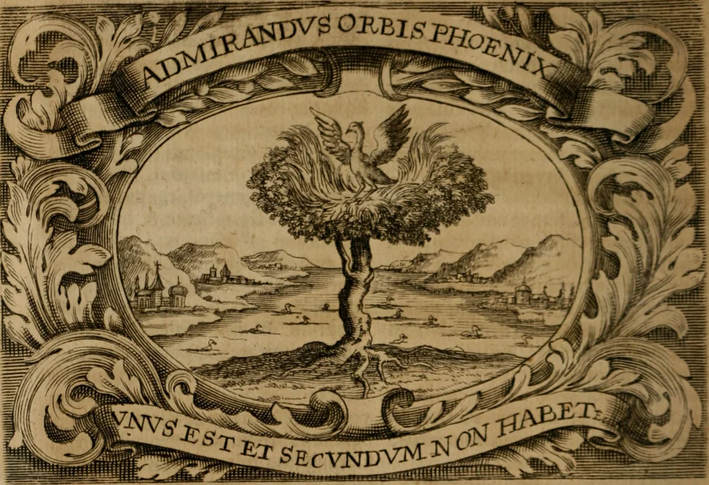 An illustration from Theatrum gloriae sanctorum, 1696, leaf 87