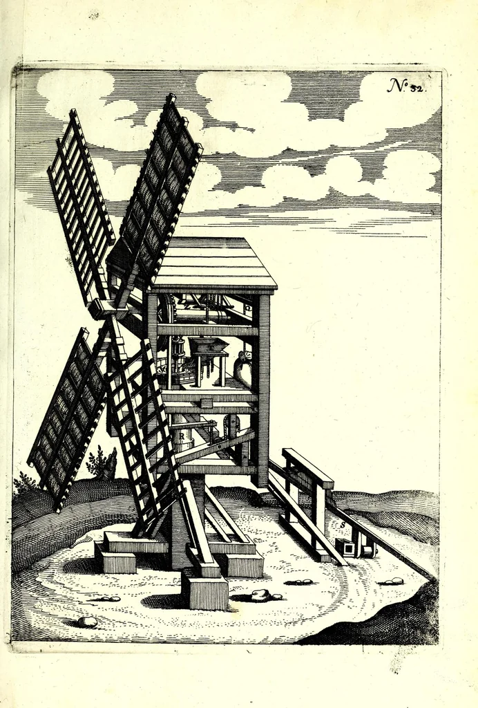 An illustration from Theatrum machinarum novum, das ist, Neu-vermehrter Schauplatz der mechanischen Künsten : handelt von allerhand Wasser- Wind- Ross- Gewicht- und Hand-Mühlen ... ; beneben nützlichen Wasser-Künsten ..., 1673, leaf 123