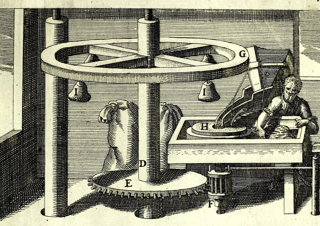 An illustration from Theatrum machinarum novum, das ist, Neu-vermehrter Schauplatz der mechanischen Künsten : handelt von allerhand Wasser- Wind- Ross- Gewicht- und Hand-Mühlen ... ; beneben nützlichen Wasser-Künsten ..., 1673, leaf 141