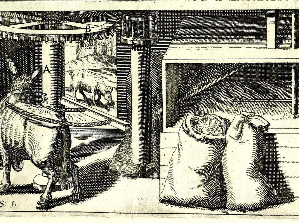 An illustration from Theatrum machinarum novum, das ist, Neu-vermehrter Schauplatz der mechanischen Künsten : handelt von allerhand Wasser- Wind- Ross- Gewicht- und Hand-Mühlen ... ; beneben nützlichen Wasser-Künsten ..., 1673, leaf 141