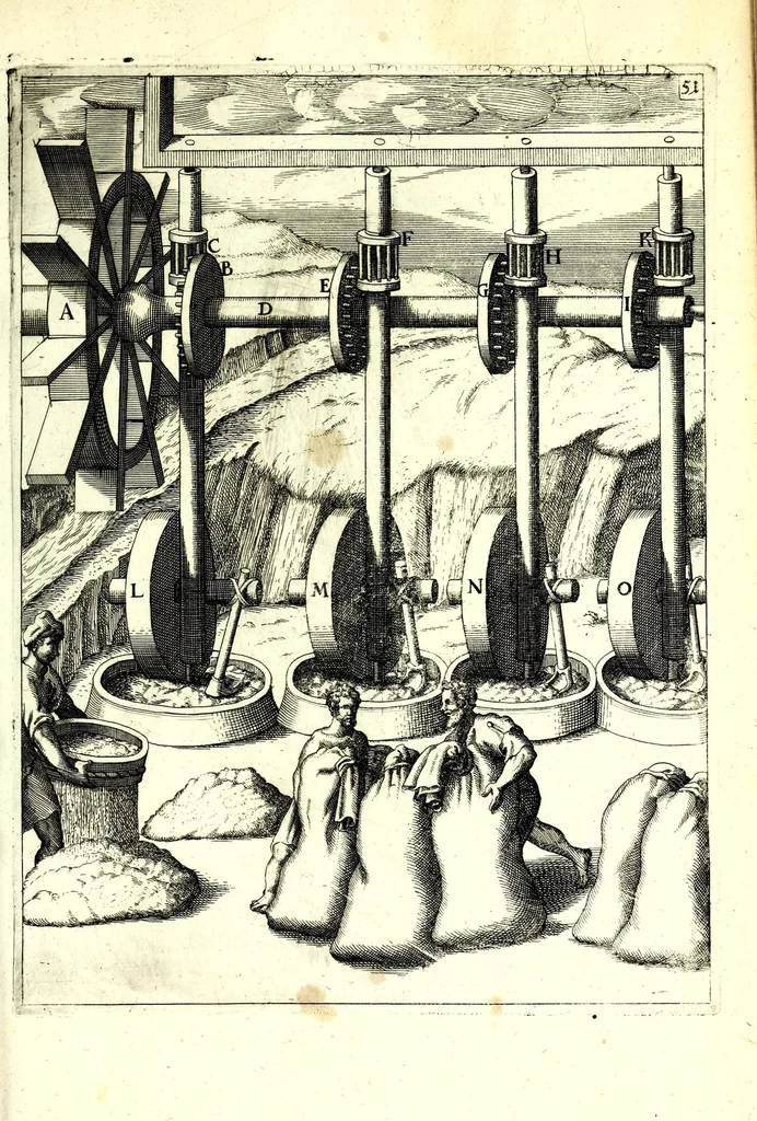 An illustration from Theatrum machinarum novum, das ist, Neu-vermehrter Schauplatz der mechanischen Künsten : handelt von allerhand Wasser- Wind- Ross- Gewicht- und Hand-Mühlen ... ; beneben nützlichen Wasser-Künsten ..., 1673, leaf 161