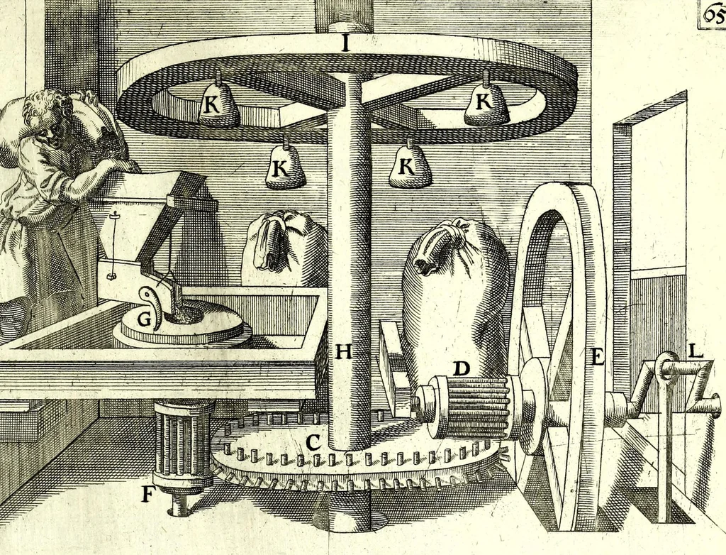 An illustration from Theatrum machinarum novum, das ist, Neu-vermehrter Schauplatz der mechanischen Künsten : handelt von allerhand Wasser- Wind- Ross- Gewicht- und Hand-Mühlen ... ; beneben nützlichen Wasser-Künsten ..., 1673, leaf 189