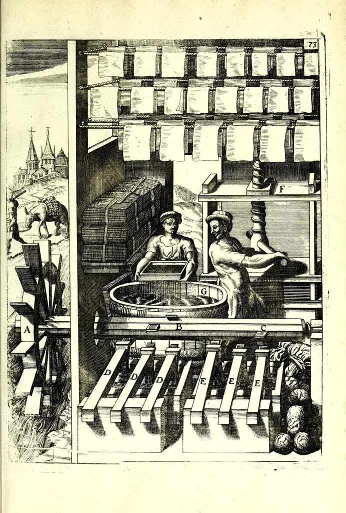 An illustration from Theatrum machinarum novum, das ist, Neu-vermehrter Schauplatz der mechanischen Künsten : handelt von allerhand Wasser- Wind- Ross- Gewicht- und Hand-Mühlen ... ; beneben nützlichen Wasser-Künsten ..., 1673, leaf 205