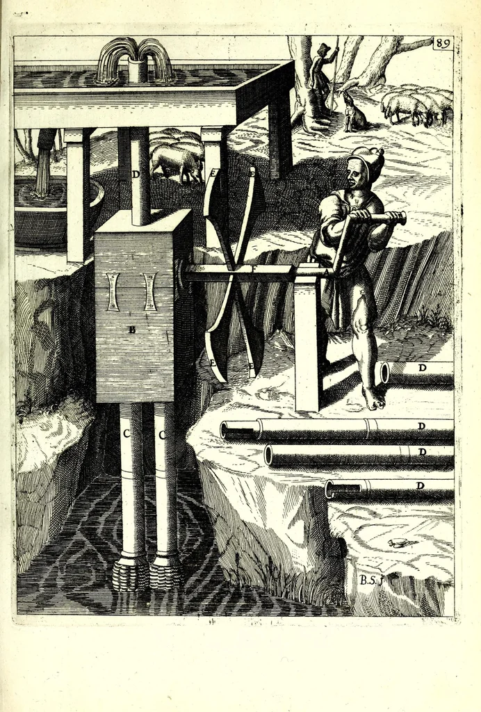 An illustration from Theatrum machinarum novum, das ist, Neu-vermehrter Schauplatz der mechanischen Künsten : handelt von allerhand Wasser- Wind- Ross- Gewicht- und Hand-Mühlen ... ; beneben nützlichen Wasser-Künsten ..., 1673, leaf 237