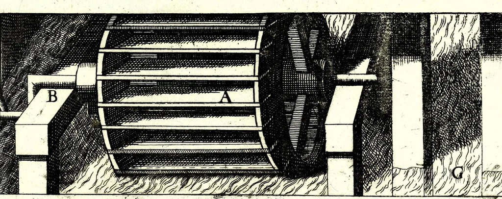 An illustration from Theatrum machinarum novum, das ist, Neu-vermehrter Schauplatz der mechanischen Künsten : handelt von allerhand Wasser- Wind- Ross- Gewicht- und Hand-Mühlen ... ; beneben nützlichen Wasser-Künsten ..., 1673, leaf 265