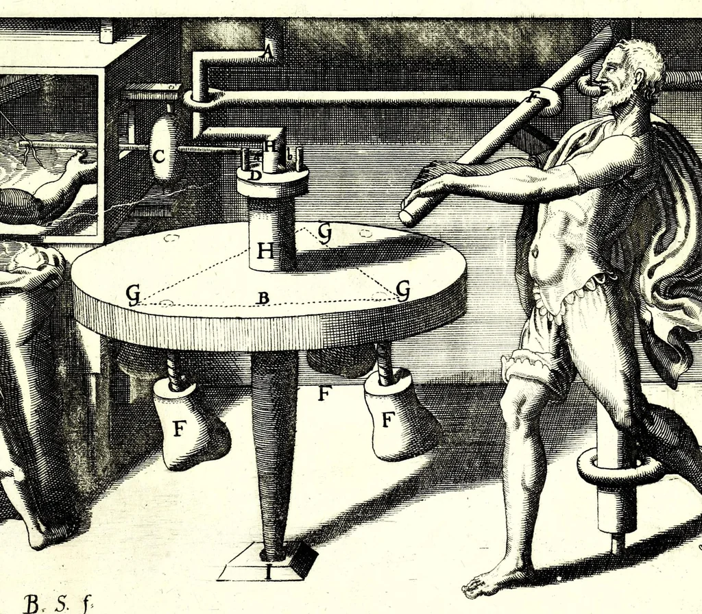An illustration from Theatrum machinarum novum, das ist, Neu-vermehrter Schauplatz der mechanischen Künsten : handelt von allerhand Wasser- Wind- Ross- Gewicht- und Hand-Mühlen ... ; beneben nützlichen Wasser-Künsten ..., 1673, leaf 75