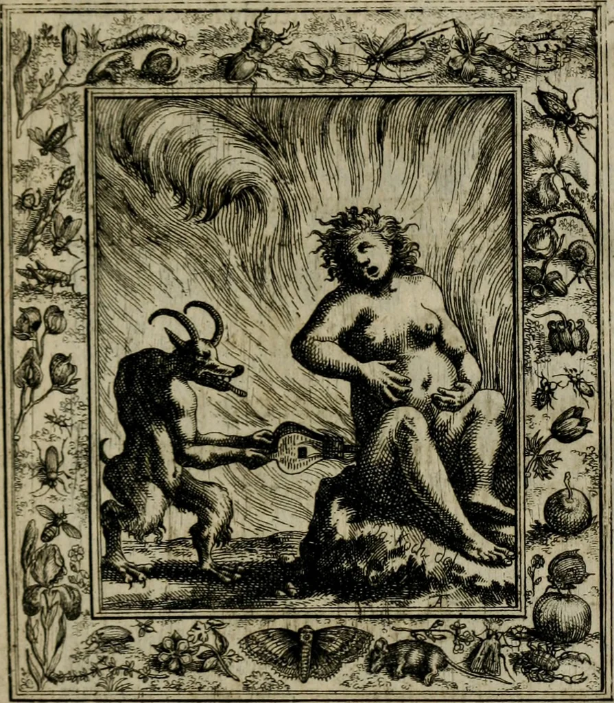 An illustration from Theatrum mortis humanæ tripartitum. I. Pars. Saltum mortis. II. Pars. Varia genera mortis. III. Pars. Pnas damnatorum continens. Figuris æneis illustratum, das ist, Schau-Bühne desz menschlichen Todts in drey Theil. 1. Theil. Der Toden Tantz. 2. Theil. Underschidliche Todts-Gattungen. 3. Theil. Der Verdambten Höllen-Peyn, vorstellend. Mit Schönen Kupffer-Stichen geziehrt vnd an Tag gegeben. Durch Joannem Weichardum Valvasor.., 1682, leaf 226