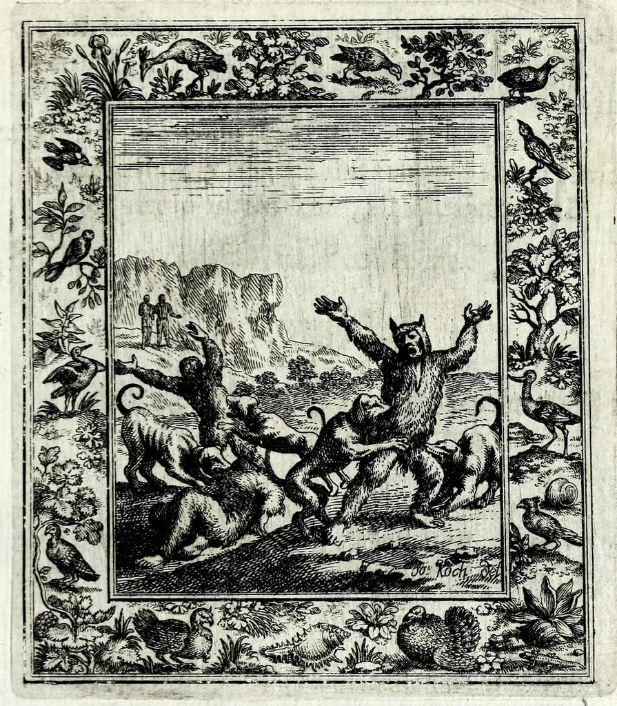 An illustration from Theatrum mortis humanae tripartitum ... : figuris aeneis illustratum = Das ist, Schau-Bühne dess menschlichen Todts in drey Theil ... : mit Schönen Kupffer-Stichen geziehrt vnd an Tag gegeben, 1682, leaf 189