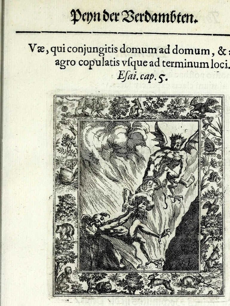 An illustration from Theatrum mortis humanae tripartitum ... : figuris aeneis illustratum = Das ist, Schau-Bühne dess menschlichen Todts in drey Theil ... : mit Schönen Kupffer-Stichen geziehrt vnd an Tag gegeben, 1682, leaf 229