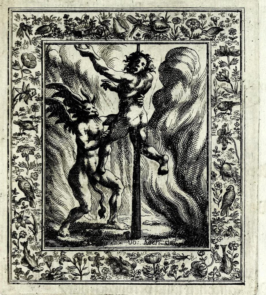 An illustration from Theatrum mortis humanae tripartitum ... : figuris aeneis illustratum = Das ist, Schau-Bühne dess menschlichen Todts in drey Theil ... : mit Schönen Kupffer-Stichen geziehrt vnd an Tag gegeben, 1682, leaf 251