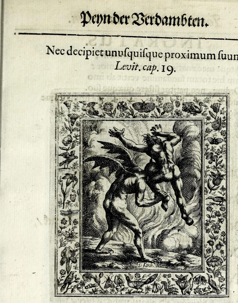 An illustration from Theatrum mortis humanae tripartitum ... : figuris aeneis illustratum = Das ist, Schau-Bühne dess menschlichen Todts in drey Theil ... : mit Schönen Kupffer-Stichen geziehrt vnd an Tag gegeben, 1682, leaf 257