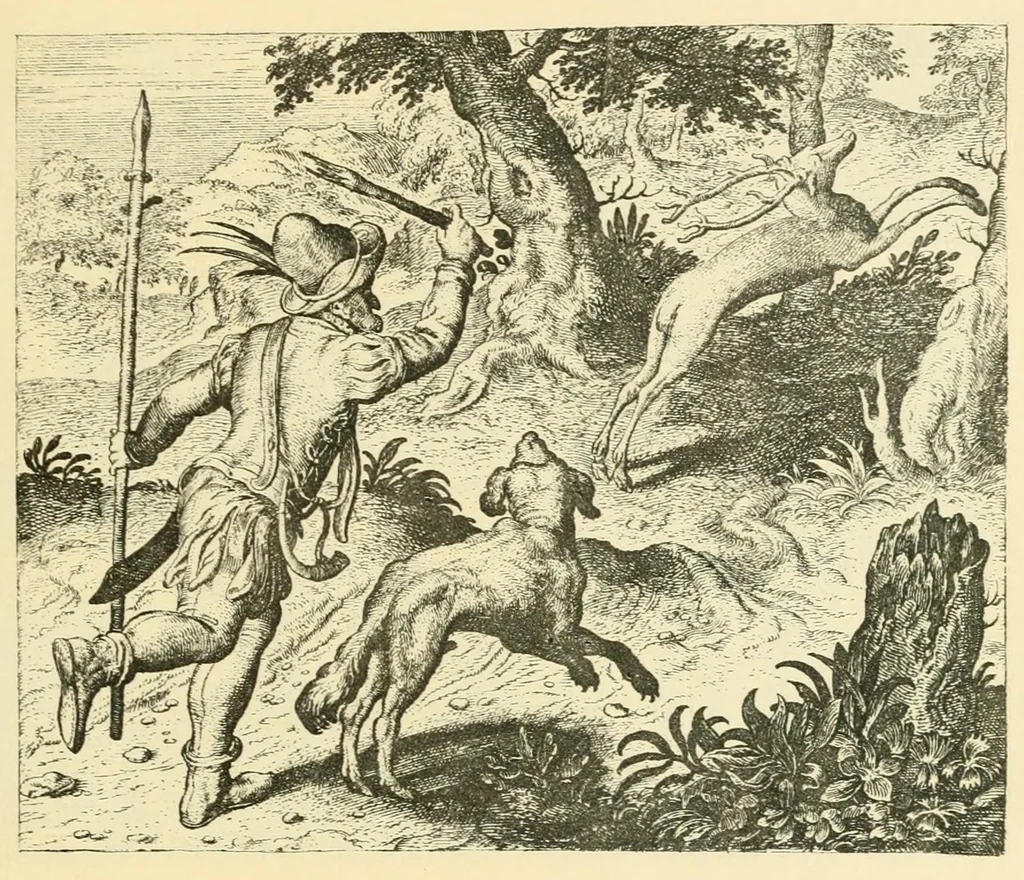 An illustration from Theatrum morum; artliche Gesprach der Thier mit wahren Historien den Menschen zur Lehr. AEgidius Sadeler excud. [Hrsg. von Gesellschaft Deutscher Bücherfreunde in Böhmen.], 1608, leaf 187