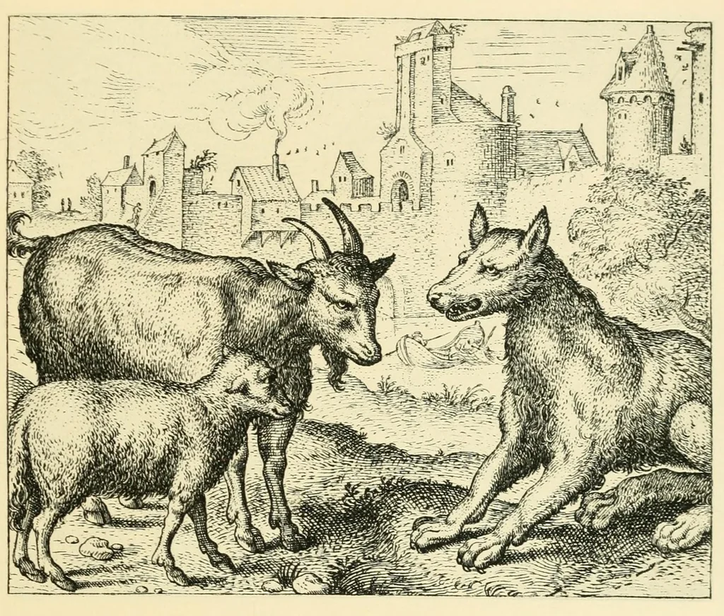 An illustration from Theatrum morum; artliche Gesprach der Thier mit wahren Historien den Menschen zur Lehr. AEgidius Sadeler excud. [Hrsg. von Gesellschaft Deutscher Bücherfreunde in Böhmen.], 1608, leaf 231